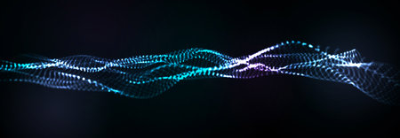 Abstract vector background. Glowing particles dynamic flow.
