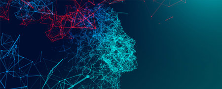 Plexus Artificial Intelligence concept.  Creative brain concept background. Vector science...