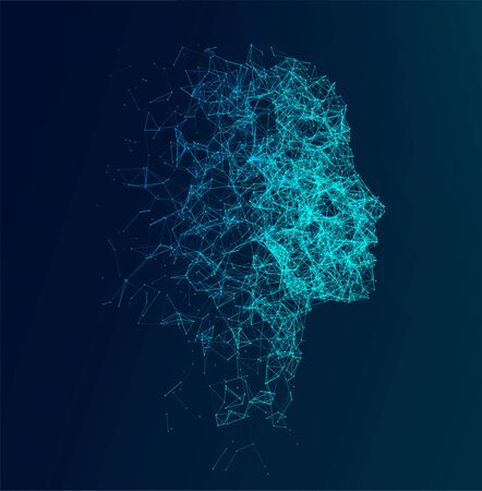 Plexus Artificial Intelligence concept.  Creative brain concept background. Vector science illustration.のイラスト素材