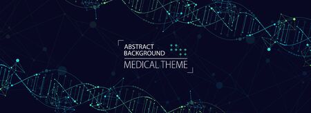 Science template, abstract background with a 3D DNA molecules. Vector illustration.のイラスト素材