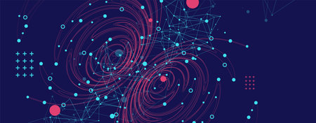 Template for science and technology presentation. Plexus style background.