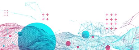 Wireframe background with plexus effect. Futuristic vector illustration. のイラスト素材