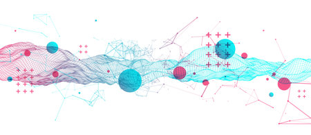 Wireframe background with plexus effect. Futuristic vector illustration. 