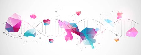 DNA molecules science template, abstract background. Vector illustration.のイラスト素材
