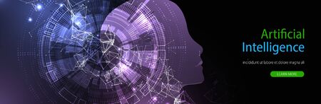 Plexus Artificial Intelligence concept.  Creative brain concept background. Vector science illustration.のイラスト素材