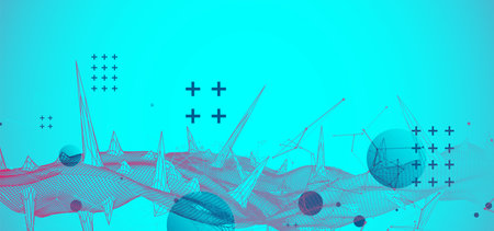 Wireframe science background with plexus effect. Futuristic vector illustration.
