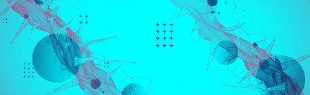 Wireframe science background with plexus effect. Futuristic vector illustration.