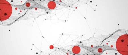 Trendy fluid cover design with plexus effect.のイラスト素材