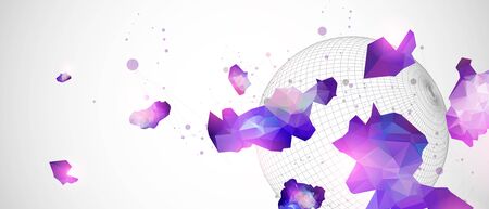 Abstract sphere background with plexus effect. 3D surface.のイラスト素材