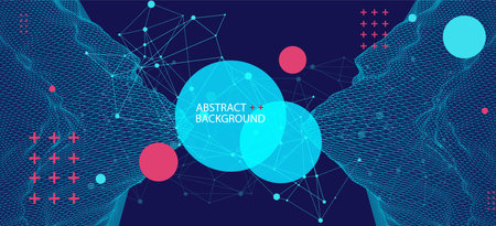 Template for science and technology presentation. Plexus style background.