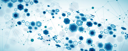 Abstract blue hexagon futuristic background for design works.