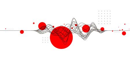 Vector abstract background with a wireframe dynamic waves, line and particles.のイラスト素材