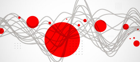 Vector abstract background with a wireframe dynamic waves, line and particles.