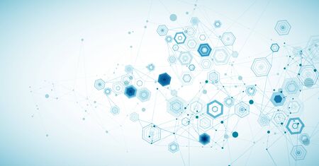Abstract blue hexagon futuristic background for design works. Science and technology. のイラスト素材