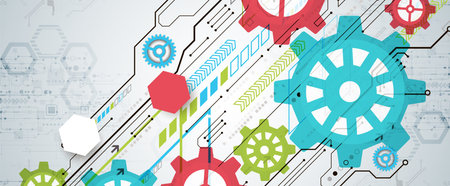 Modern futuristic, engineering, science, technology vector background. Circuit board.のイラスト素材