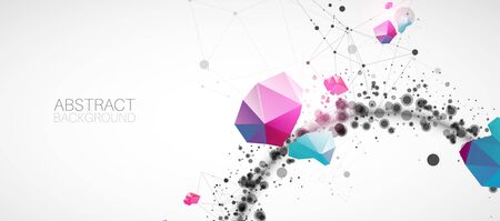 Template for science and technology presentation with connecting dots and lines.  Plexus style background. のイラスト素材