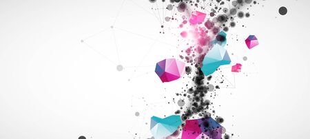 Template for science and technology presentation with connecting dots and lines.  Plexus style background. のイラスト素材