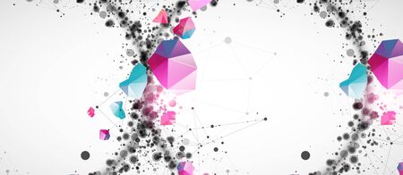 Template for science and technology presentation with connecting dots and lines.  Plexus style background. のイラスト素材