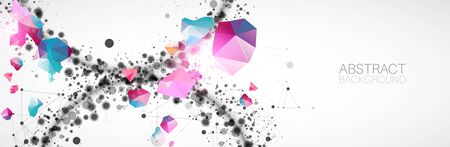 Template for science and technology presentation with connecting dots and lines.  Plexus style background. のイラスト素材