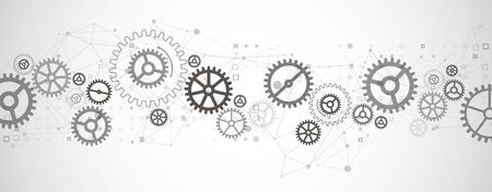Abstract  technological background  with cogwheels and plexus effect. Vectorのイラスト素材