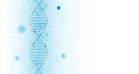 Science template, abstract background with a DNA molecules. Vector illustration.のイラスト素材