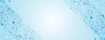 Technology background with plexus effect. Big data concept. Binary computer code.  Vector...