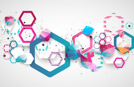 Hexagonal geometric array. Abstract background. Science and connection vector concept.