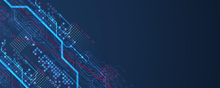 Abstract technology concept. Circuit board, high computer color background. Vector illustration with...