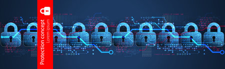 Personal data security Illustrates cyber data or information privacy idea. Color abstract  internet...