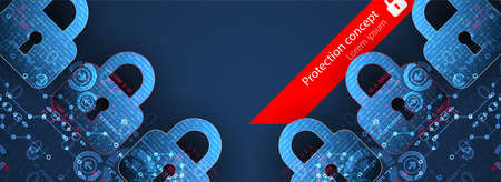 Personal data security Illustrates cyber data or information privacy idea. Color abstract  internet technology.のイラスト素材
