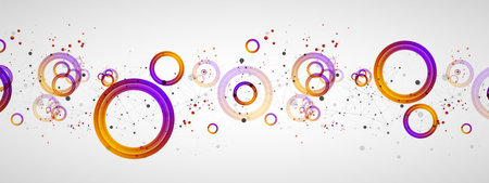 Abstract background with gradient circles. Scientific, futuristic theme with plexus effect.のイラスト素材