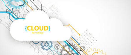 Cloud storage technology. Integrated digital web concept background.