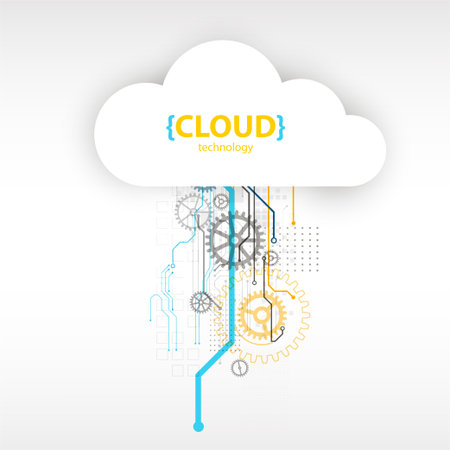 Cloud storage technology. Integrated digital web concept background.