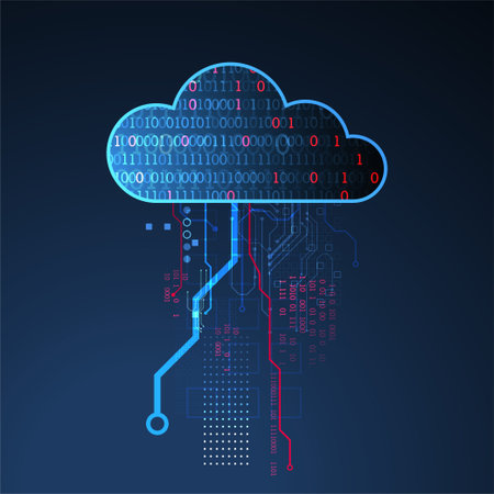 Cloud storage technology. Integrated digital web concept background.