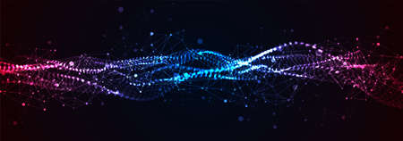 Abstract vector background. Particles dynamic flow with plexus effect.のイラスト素材
