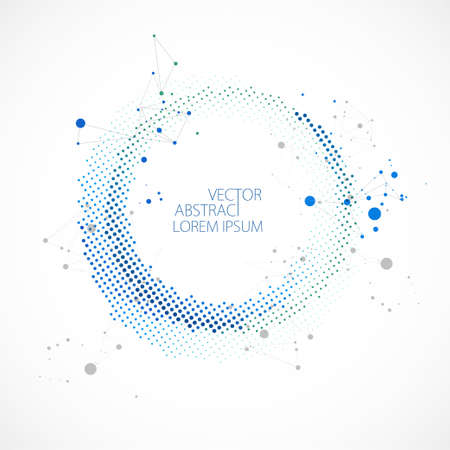 Halftone science background with connecting dots and lines. Digital data visualization.のイラスト素材