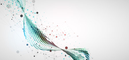 Template for science and technology presentation. Plexus style background.