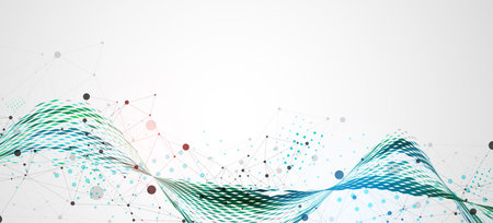Template for science and technology presentation. Plexus style background.