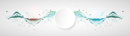 Template for science and technology presentation. Plexus style background.