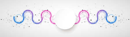 Technical background with plexus effect and wave made of techno circles.のイラスト素材