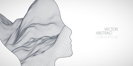 Toporgagraphy in the contour. The human head is made in the style of a frame. Vector art.