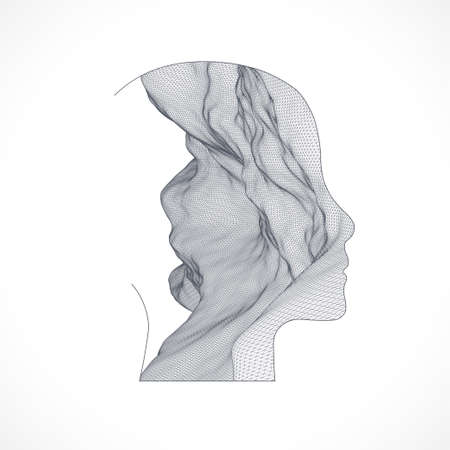 Toporgagraphy in the contour. The human head is made in the style of a frame. Vector art.のイラスト素材
