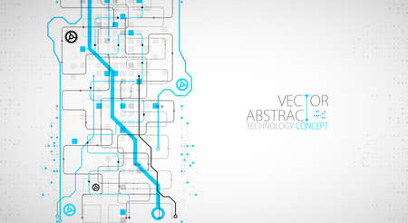 Abstract technology concept. Circuit board, high computer color background. Vector illustration with space for content, web - template, business tech presentation.のイラスト素材
