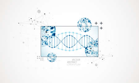 Art science template, wallpaper or banner with a DNA molecules.のイラスト素材