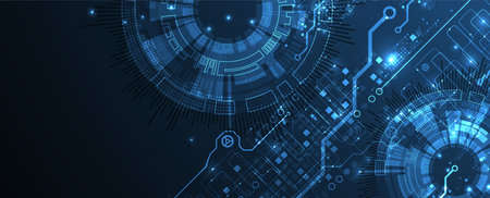 Abstract glowing technology background. Communication concept. Template for science presentation. Vector illustration.のイラスト素材