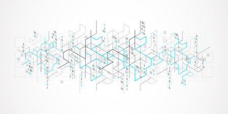 Vector illustration. Digital  binary technology and engineering background.のイラスト素材