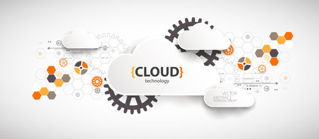 Cloud storage technology. Integrated digital web concept background.のイラスト素材