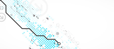 Abstract technology concept. Circuit board, high computer color background. Vector illustration with space for content, web - template, business tech presentation.のイラスト素材