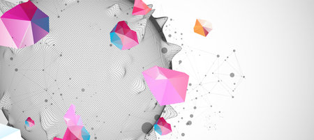 Sphere or virus theme with connected lines in technology style. Wireframe illustration. Abstract 3d...