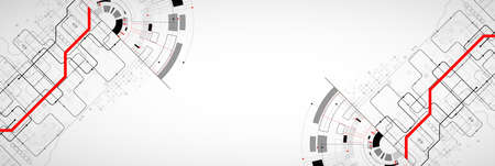 Abstract half-circle technology circuit board. Communication concept.のイラスト素材